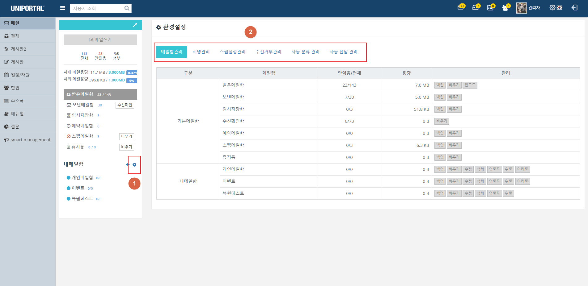 UNIPORTAL User On-Line Manual 사용자 매뉴얼